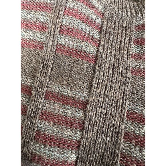 Vintage 80s Carmel Sportswear Wool Geometric Stripe Green Sweater Pullover Large - Picture 4 of 5